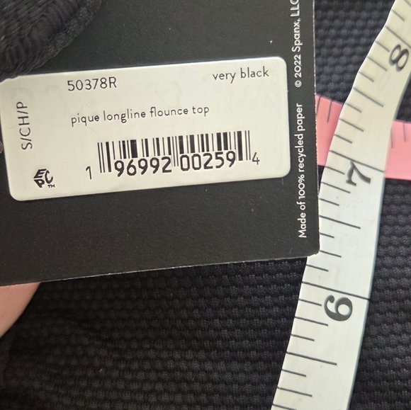 Spanx Swim Pique Longline Flounce Top In Very Black Size Small - Picture 4 of 6